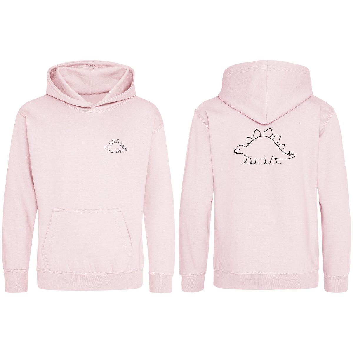 Stepping Stegosaurus Kids' Hoodie - Wild Lines Baby Pink colour variant image