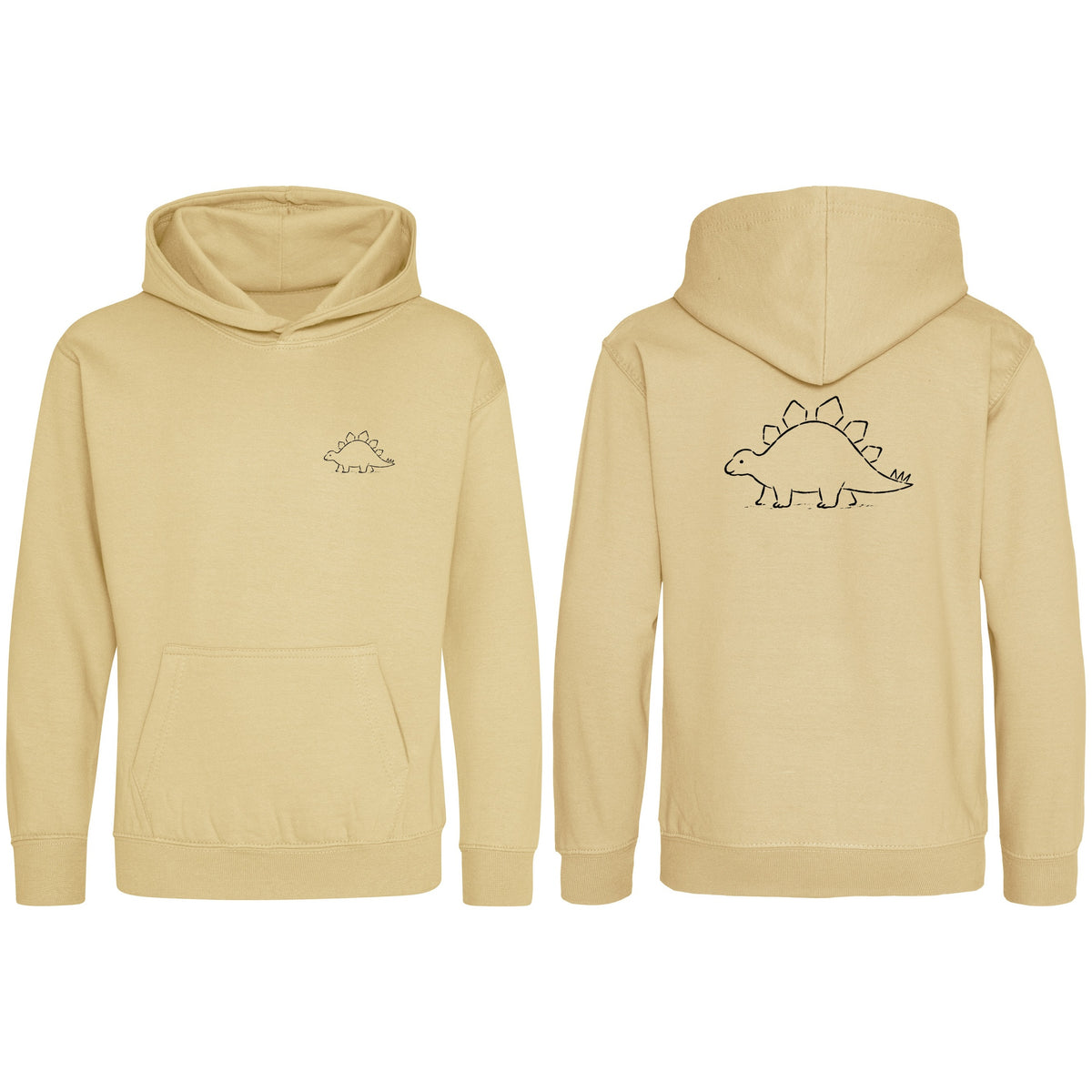 Stepping Stegosaurus Kids' Hoodie - Wild Lines Desert Sand colour variant image