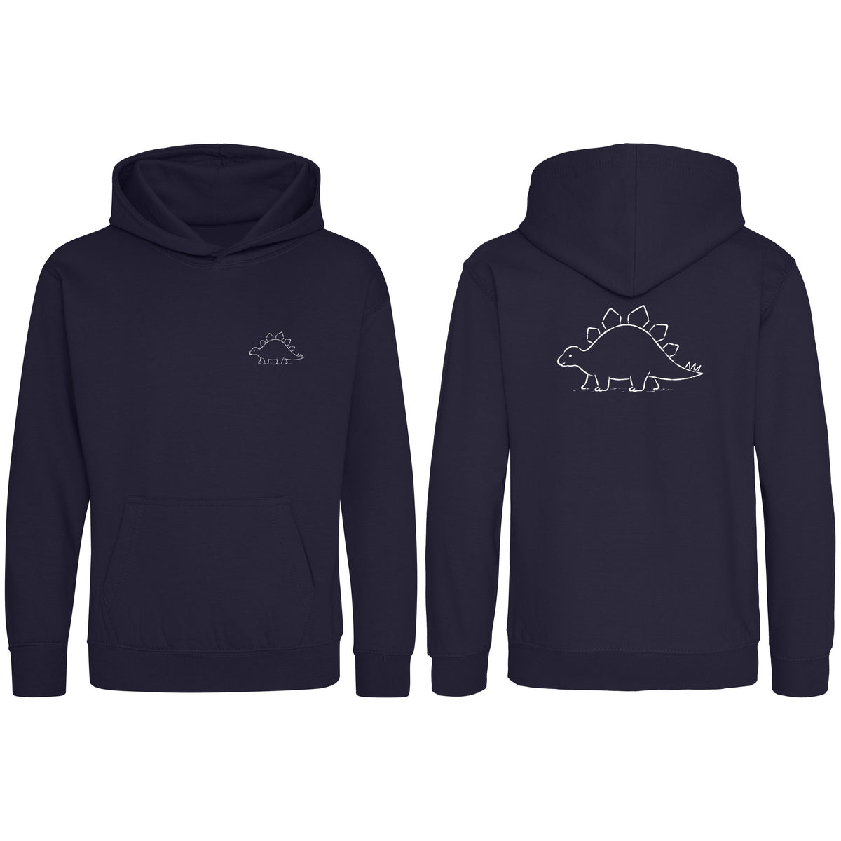 Stepping Stegosaurus Kids' Hoodie - Wild Lines French Navy colour variant image