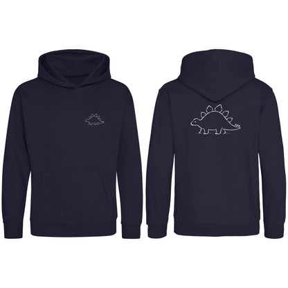 Stepping Stegosaurus Kids' Hoodie - Wild Lines French Navy colour variant image
