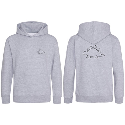 Stepping Stegosaurus Kids' Hoodie - Wild Lines Heather Grey colour variant image