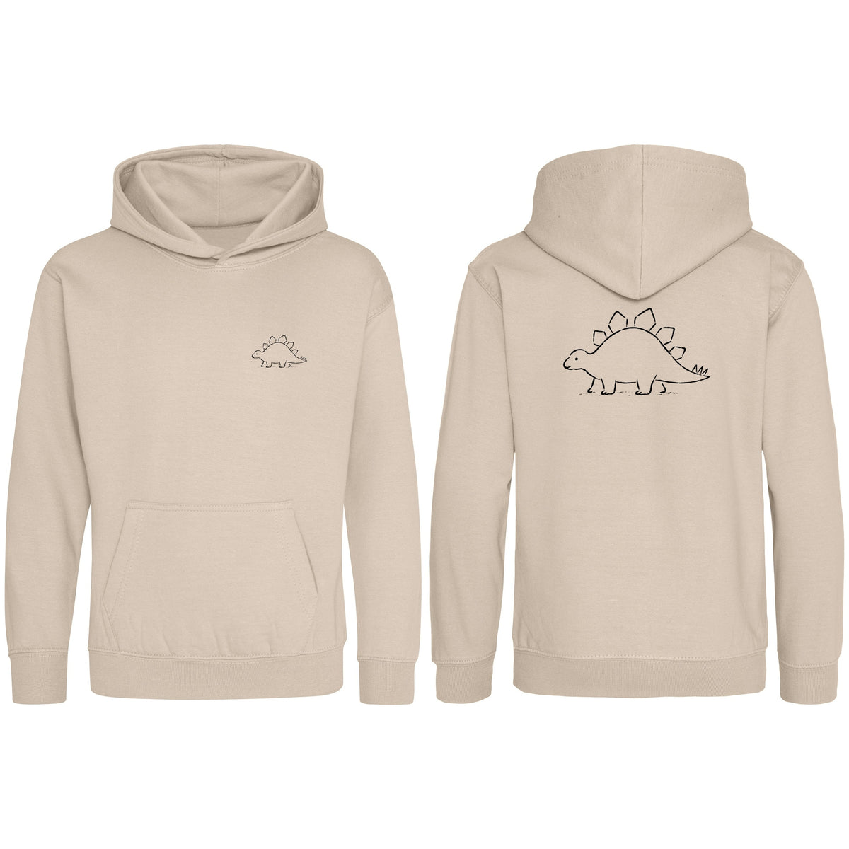Stepping Stegosaurus Kids' Hoodie - Wild Lines Natural Stone colour variant image