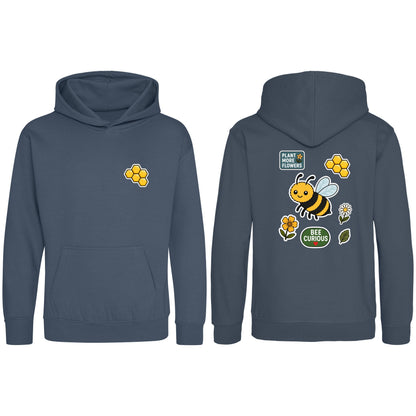 Bee Curious Kids' Hoodie - Badges of the Wild Airforce Blue colour variant image