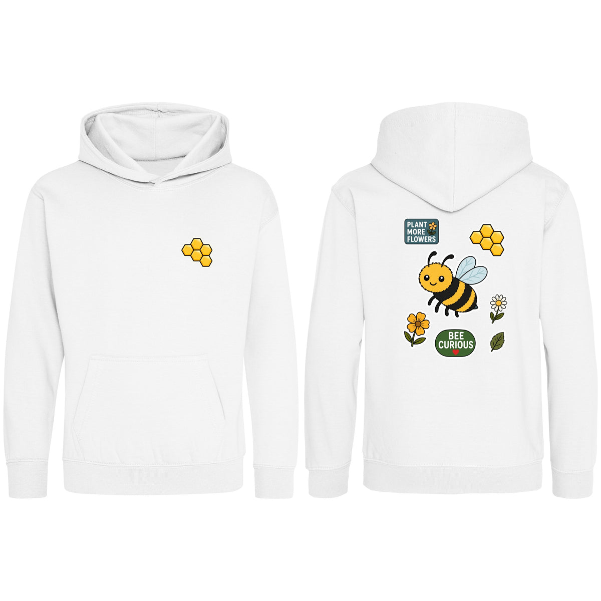 Bee Curious Kids' Hoodie - Badges of the Wild Arctic White colour variant image