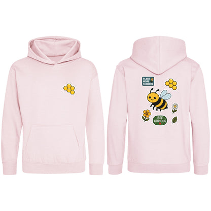Bee Curious Kids' Hoodie - Badges of the Wild Baby Pink colour variant image
