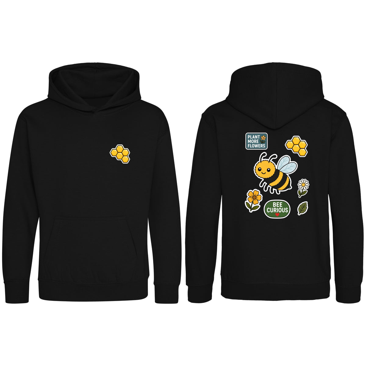Bee Curious Kids' Hoodie - Badges of the Wild Deep Black colour variant image