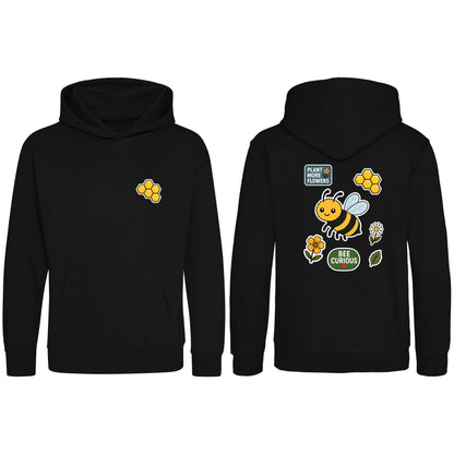 Bee Curious Kids' Hoodie - Badges of the Wild Deep Black colour variant image