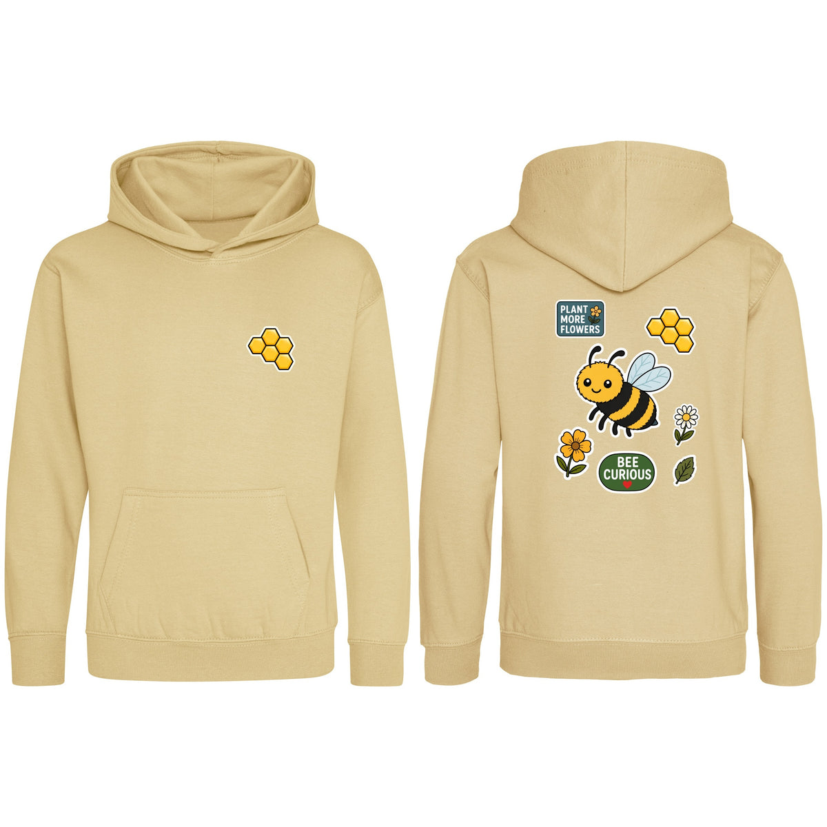 Bee Curious Kids' Hoodie - Badges of the Wild Desert Sand colour variant image