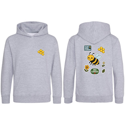 Bee Curious Kids' Hoodie - Badges of the Wild Heather Grey colour variant image