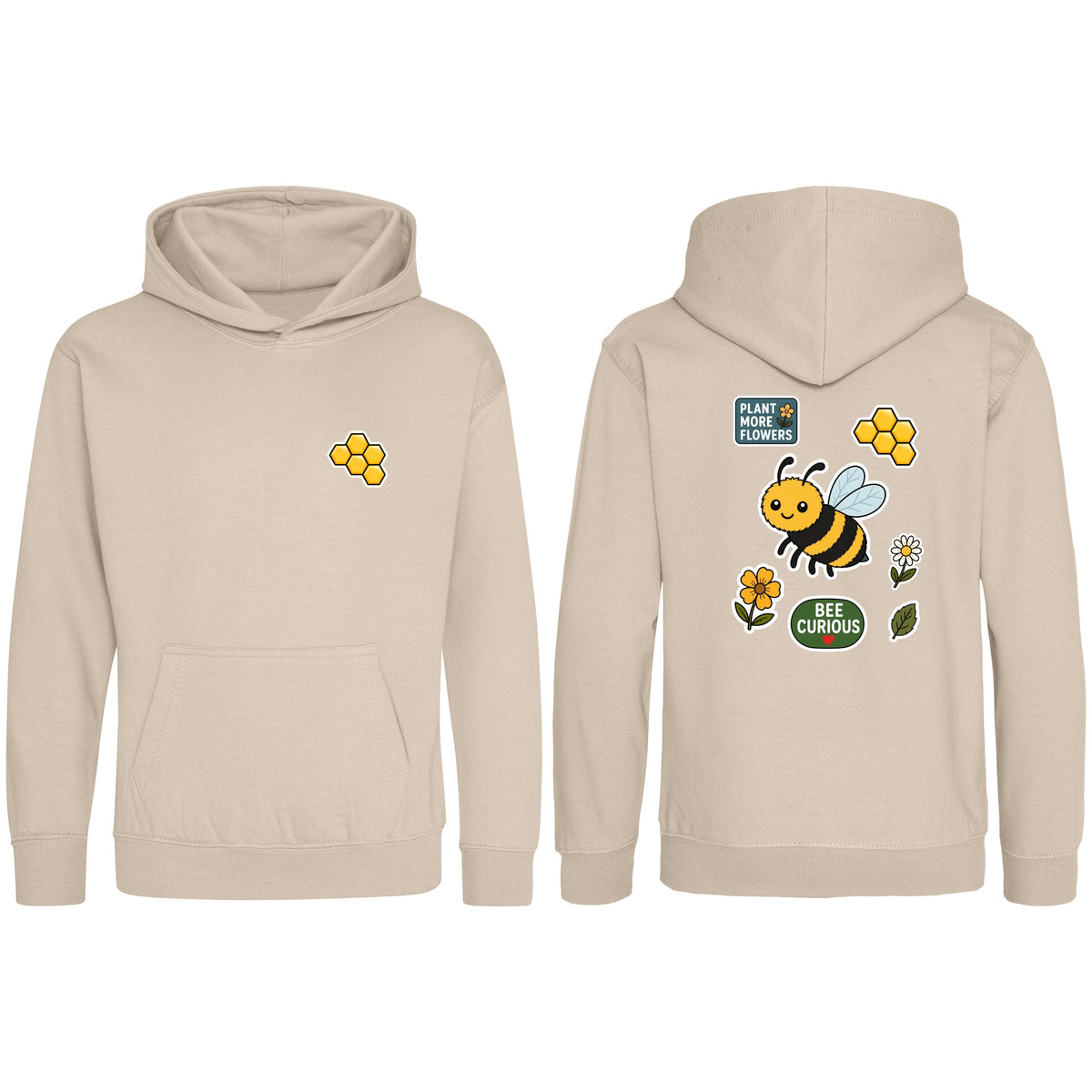 Bee Curious Kids' Hoodie - Badges of the Wild Natural Stone colour variant image