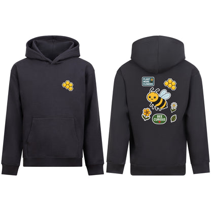 Bee Curious Kids' Hoodie - Badges of the Wild Solid Charcoal colour variant image