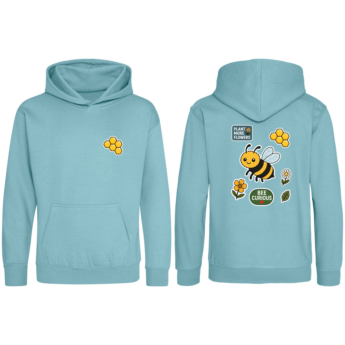 Bee Curious Kids' Hoodie - Badges of the Wild Seafoam colour variant image