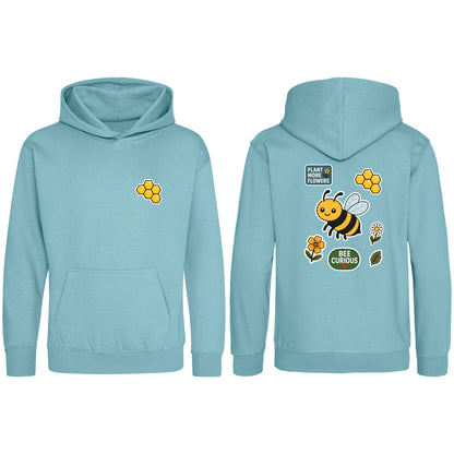 Bee Curious Kids' Hoodie - Badges of the Wild Seafoam colour variant image