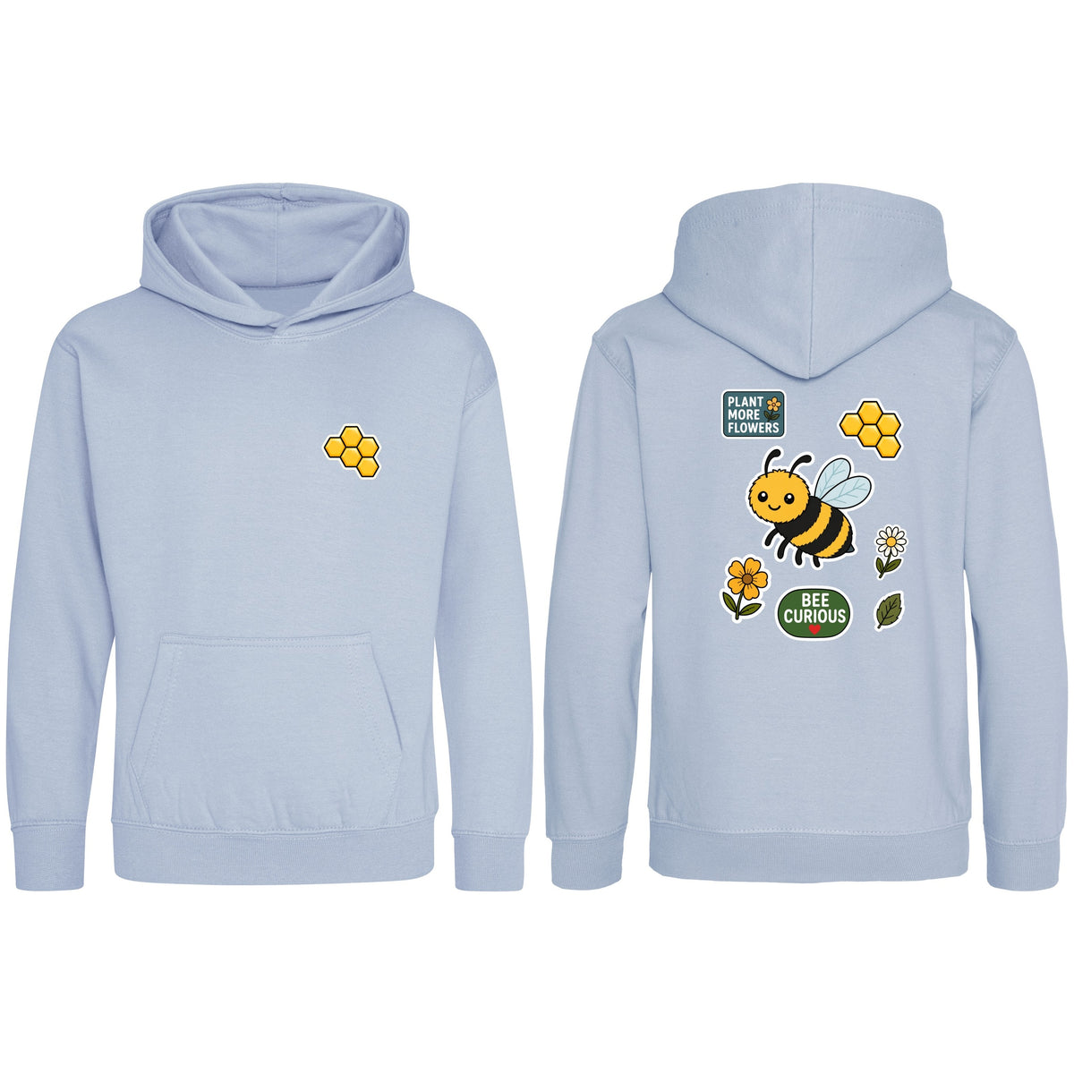 Bee Curious Kids' Hoodie - Badges of the Wild Sky Blue colour variant image