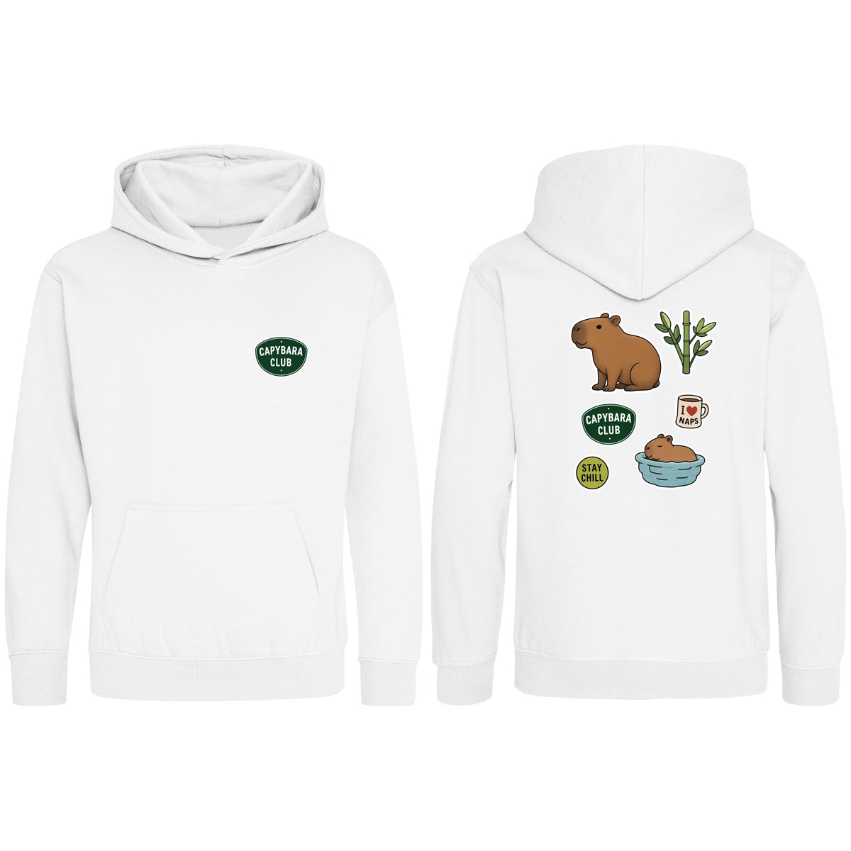 Capybara Chill Club Kids' Hoodie - Badges of the Wild Arctic White colour variant image
