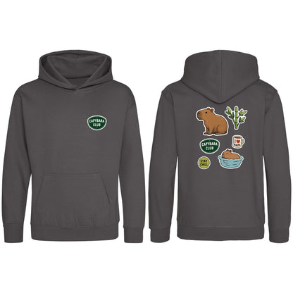 Capybara Chill Club Kids' Hoodie - Badges of the Wild Charcoal colour variant image