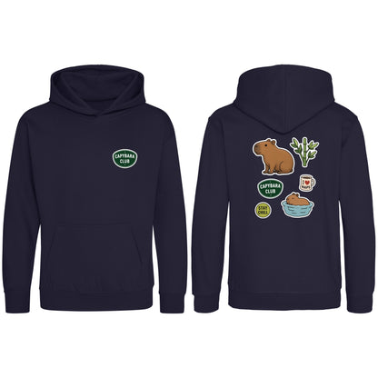 Capybara Chill Club Kids' Hoodie - Badges of the Wild French Navy colour variant image