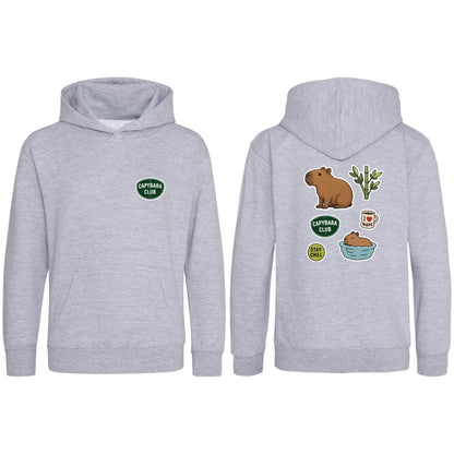 Capybara Chill Club Kids' Hoodie - Badges of the Wild Heather Grey colour variant image