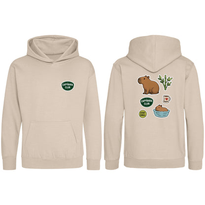 Capybara Chill Club Kids' Hoodie - Badges of the Wild Natural Stone colour variant image