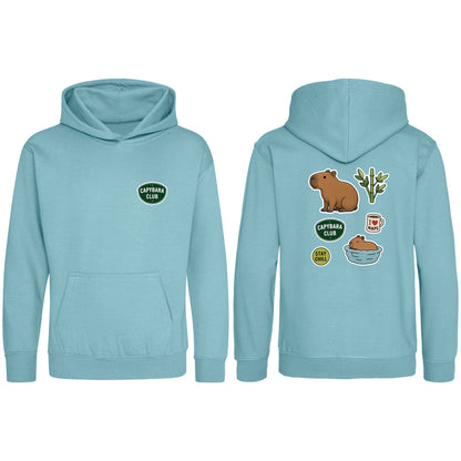 Capybara Chill Club Kids' Hoodie - Badges of the Wild Seafoam colour variant image