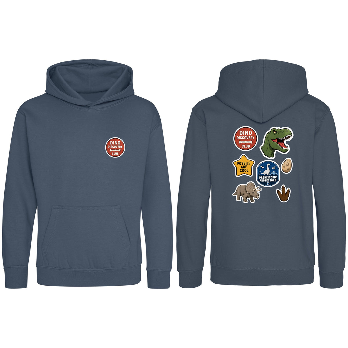 Dino Discovery Club Kids' Hoodie - Badges of the Wild Airforce Blue colour variant image