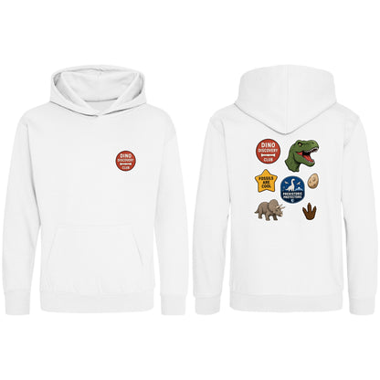 Dino Discovery Club Kids' Hoodie - Badges of the Wild Arctic White colour variant image