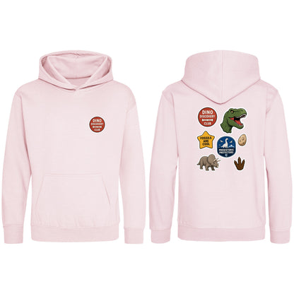 Dino Discovery Club Kids' Hoodie - Badges of the Wild Baby Pink colour variant image