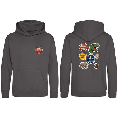 Dino Discovery Club Kids' Hoodie - Badges of the Wild Charcoal colour variant image