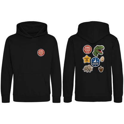 Dino Discovery Club Kids' Hoodie - Badges of the Wild Deep Black colour variant image