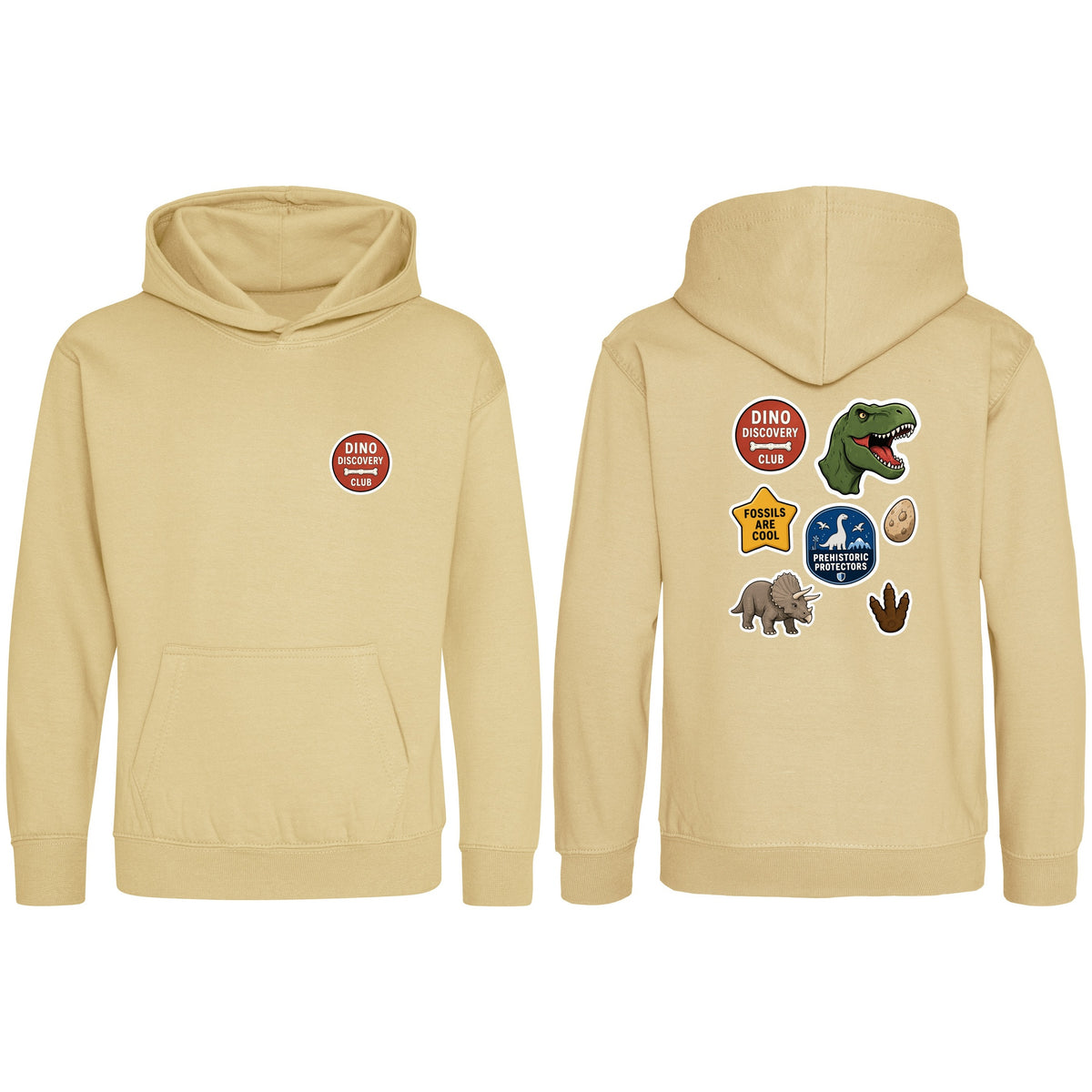 Dino Discovery Club Kids' Hoodie - Badges of the Wild Desert Sand colour variant image