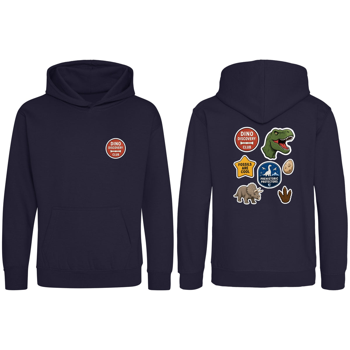 Dino Discovery Club Kids' Hoodie - Badges of the Wild French Navy colour variant image