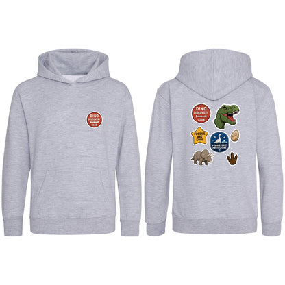 Dino Discovery Club Kids' Hoodie - Badges of the Wild Heather Grey colour variant image