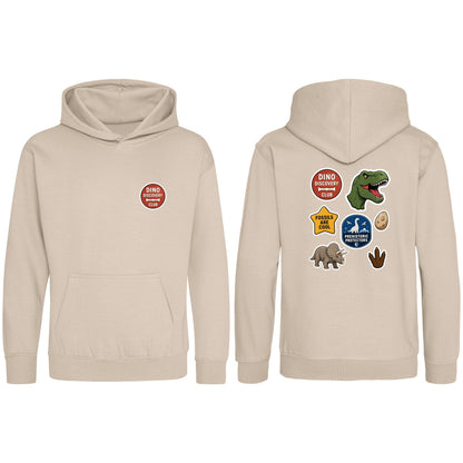Dino Discovery Club Kids' Hoodie - Badges of the Wild Natural Stone colour variant image