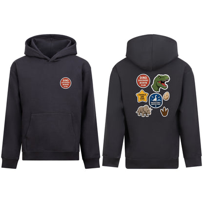 Dino Discovery Club Kids' Hoodie - Badges of the Wild Solid Charcoal colour variant image
