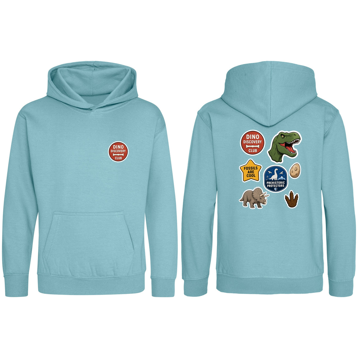 Dino Discovery Club Kids' Hoodie - Badges of the Wild Seafoam colour variant image