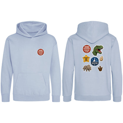 Dino Discovery Club Kids' Hoodie - Badges of the Wild Sky Blue colour variant image