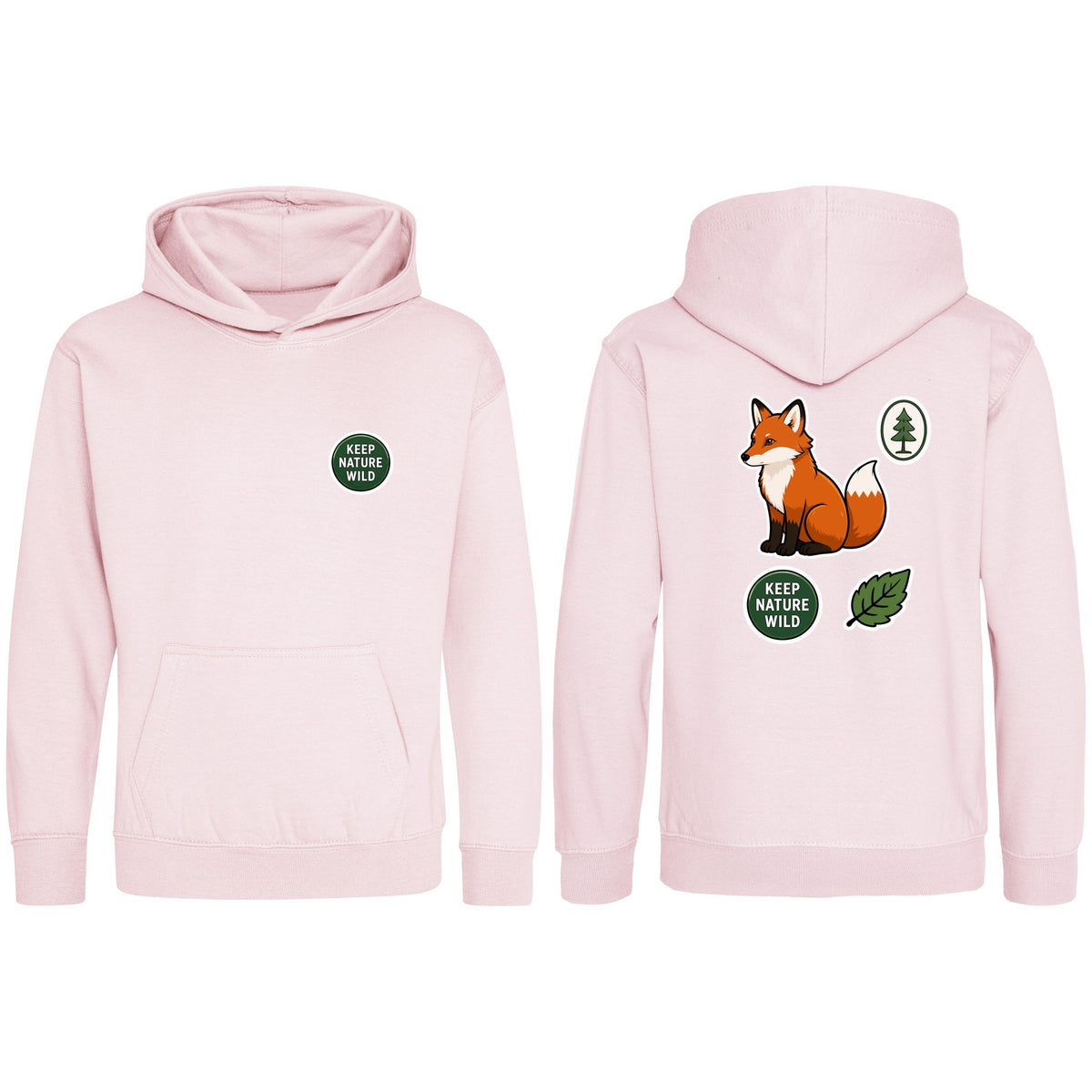 Keep Nature Wild Kids' Hoodie - Badges of the Wild Baby Pink colour variant image