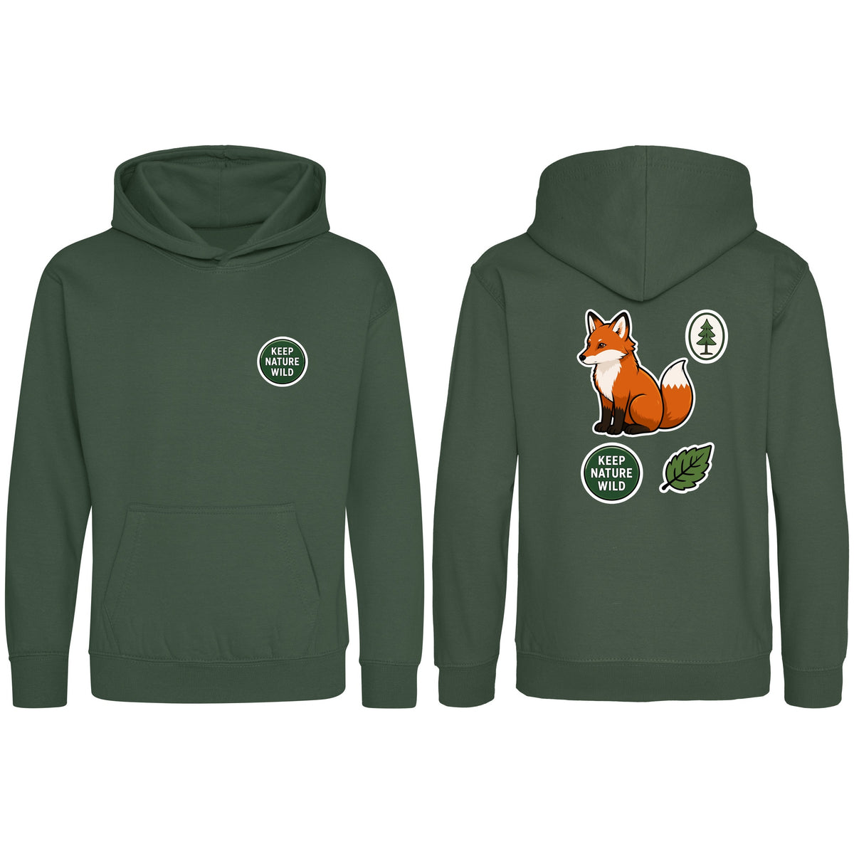 Keep Nature Wild Kids' Hoodie - Badges of the Wild Bottle Green colour variant image