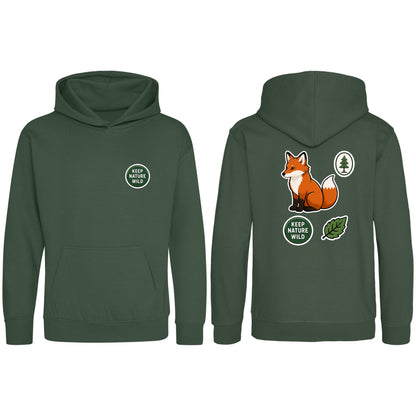 Keep Nature Wild Kids' Hoodie - Badges of the Wild Bottle Green colour variant image
