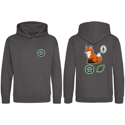 Keep Nature Wild Kids' Hoodie - Badges of the Wild Charcoal colour variant image