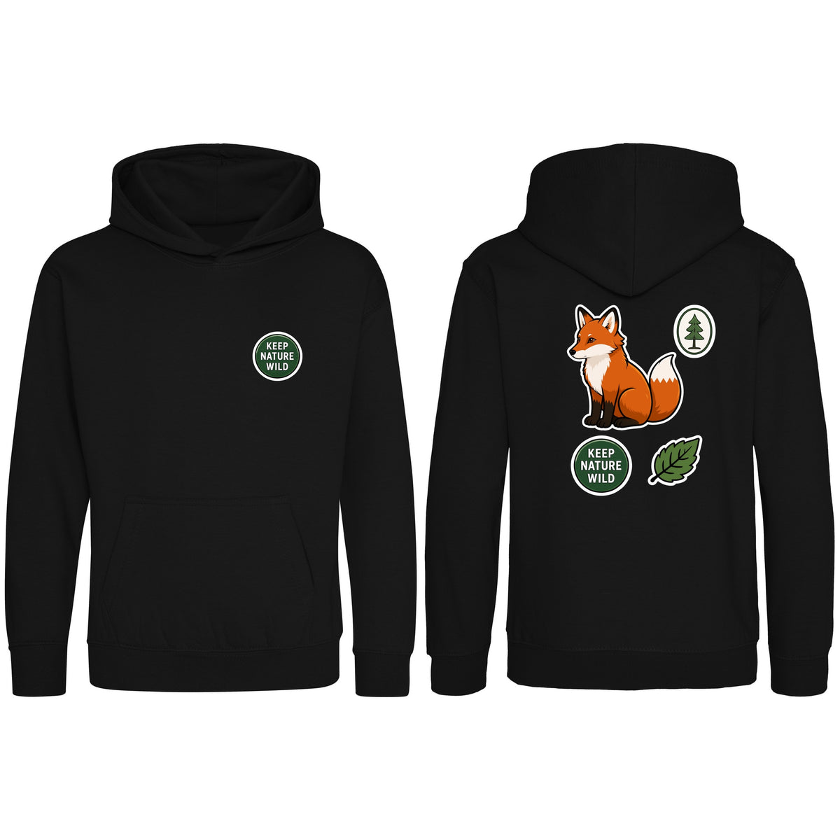Keep Nature Wild Kids' Hoodie - Badges of the Wild Deep Black colour variant image