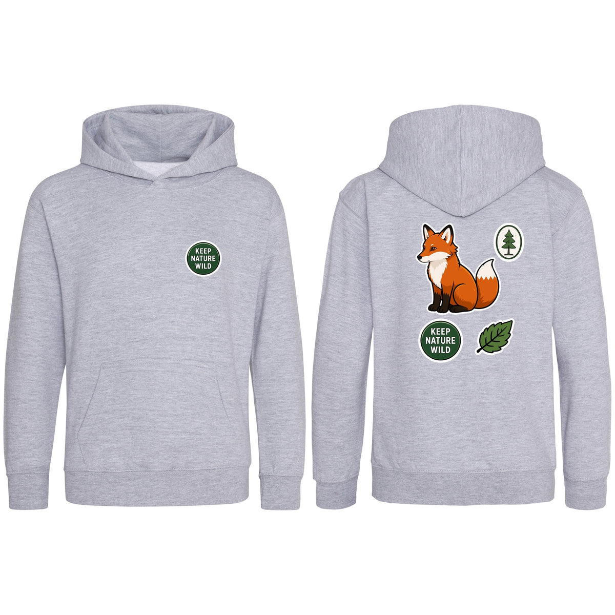 Keep Nature Wild Kids' Hoodie - Badges of the Wild Heather Grey colour variant image