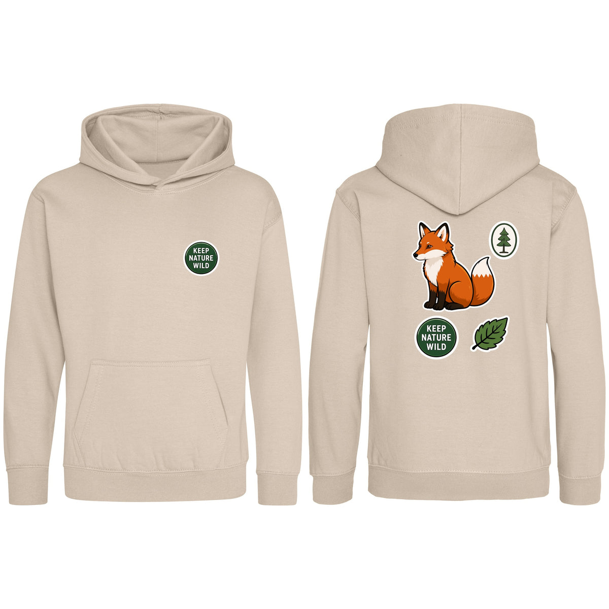 Keep Nature Wild Kids' Hoodie - Badges of the Wild Natural Stone colour variant image
