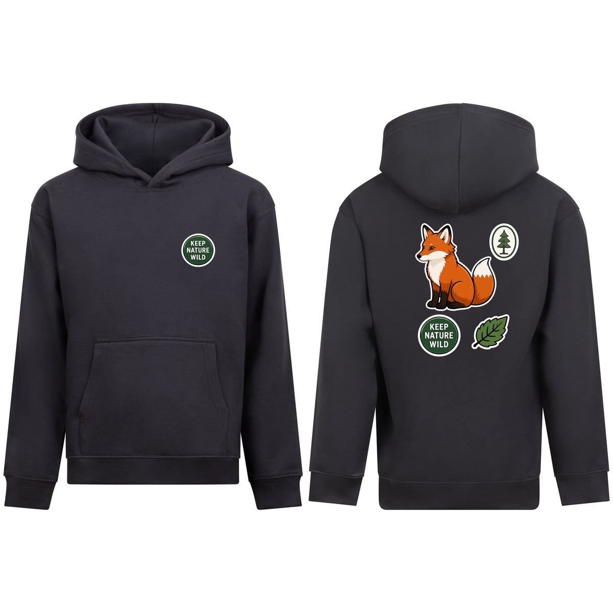 Keep Nature Wild Kids' Hoodie - Badges of the Wild Solid Charcoal colour variant image