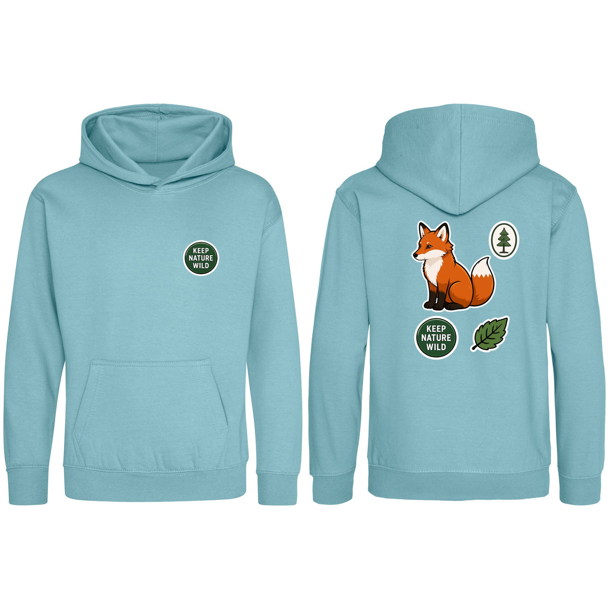 Keep Nature Wild Kids' Hoodie - Badges of the Wild Seafoam colour variant image