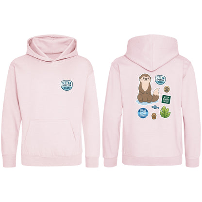 Otter Spotter Club Kids' Hoodie - Badges of the Wild Baby Pink colour variant image