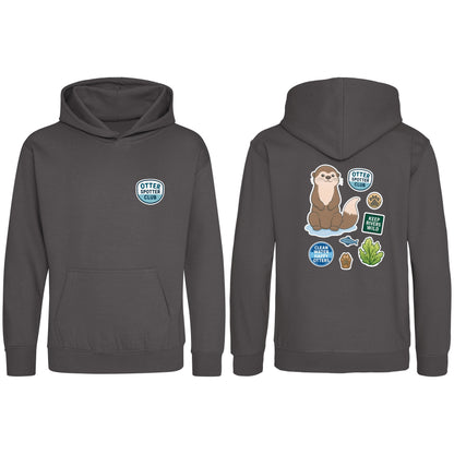 Otter Spotter Club Kids' Hoodie - Badges of the Wild Charcoal colour variant image