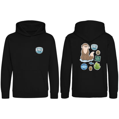 Otter Spotter Club Kids' Hoodie - Badges of the Wild Deep Black colour variant image