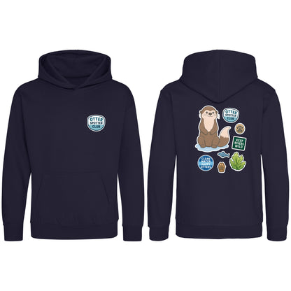Otter Spotter Club Kids' Hoodie - Badges of the Wild French Navy colour variant image