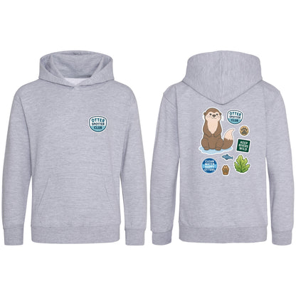 Otter Spotter Club Kids' Hoodie - Badges of the Wild Heather Grey colour variant image